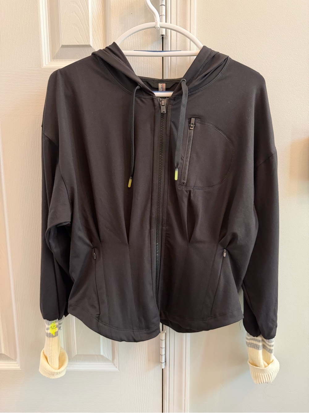 Free People Movement Black Corset Zip Up Hoodie